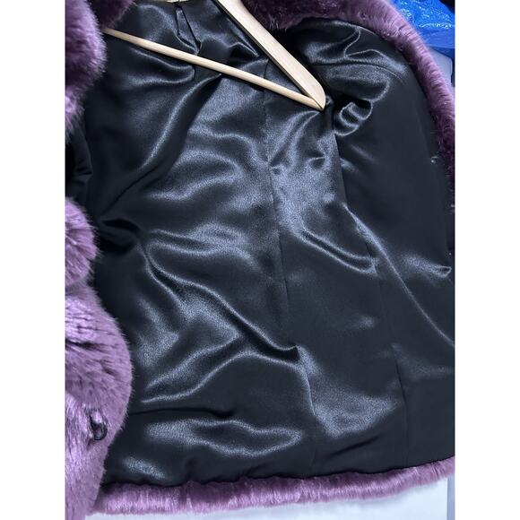 SpiritHoods RARE Dark Purple Faux Fur Coat Jacket Long Size Small Womens - Picture 9 of 10